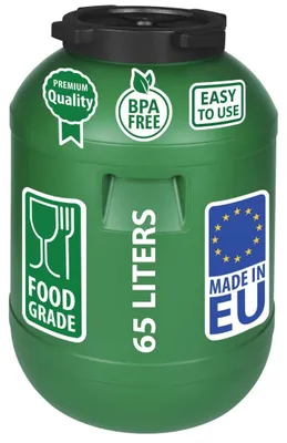 Productafbeelding van Elzusha - Regenton 65 Liter HDPE met Deksel voor Wateropslag en Fermentatie