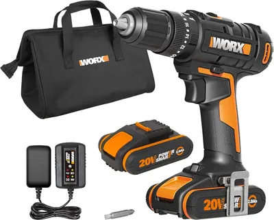 Produktbild von WORX WX370.1 Akku Schlagbohrschrauber 20V - 50Nm, 2-Gang-Getriebe & LED-Licht - zum Schrauben, Bohren & Schlagbohren – 2x 2Ah Akkus & Ladegerät, 13 mm