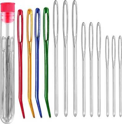 Produktbild von 16-teiliges Nadelset - große Wollnadeln mit stumpfer Spitze, ideal zum Vernähen & Weben von Wolle und Leder