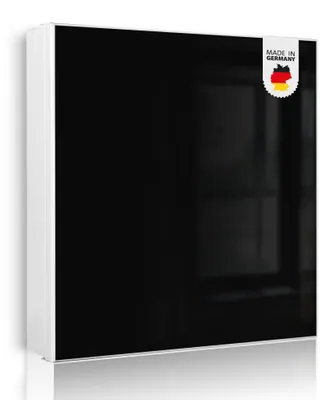Produktbild von banjado Schlüsselkasten aus Metall, 30x30cm groß mit 32 Haken, als Magnettafel nutzbar, Korpus weiß, Anschlag rechts, Tiefschwarz [SKGW1-0023]