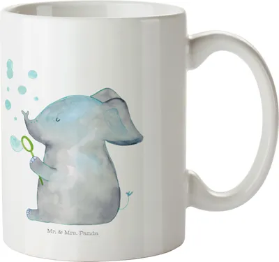 Produktbild von Mr. & Mrs. Panda Plastikbecher Elefant Seifenblasen - Weiß - Geschenk, Pott, Elefanten, Liebesspruch, Henkelbecher, Trinklernbecher, Campingbecher, Lustige Sprüche, Liebe
