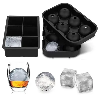 Produktbild von Silikon-Eiswürfelformen (2er-Set) – Whiskey-Eiskugelform, quadratische, große Eiswürfelform für Cocktails und Bourbon