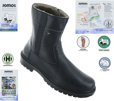 Produktbild von JOMOS Alpina Boots - Herren Winter Stiefel mit Lammfell Gefüttert - Leder Schwarz 456504-354-000 , EU 50 UK 14