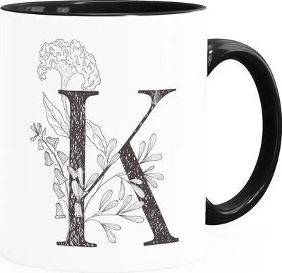Produktbild von Kaffeetasse Monogramm Initiale Geschenk-Motiv Tasse personalisierte Namenstasse personalisierte Geschenke SpecialMe® K Inner-Schwarz Keramik-Tasse