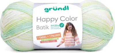 Produktbild von Happy Color Batik 100% Polyacryl Strick-u. Häkelgarn,100g/250m LL,empf. NS 4-5 mm 08 weiß-pastellblau-hellgrün-blassgelb