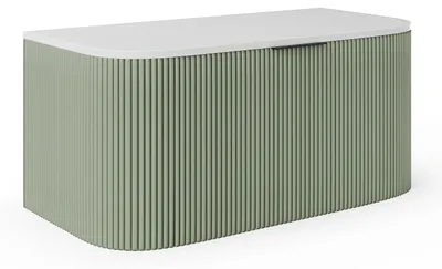 Produktbild von Waschbeckenunterschrank hängend - Streifenoptik - Grün matt - 100 cm - LOMERI