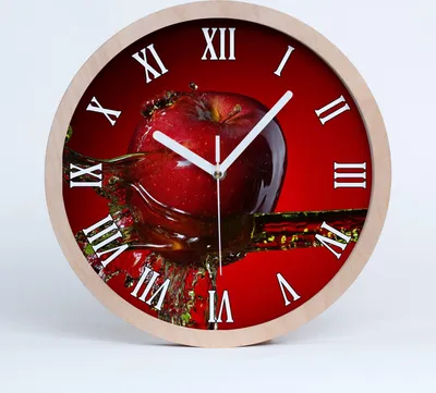 Produktbild von Holzuhr 25fi cm wanduhr - weiße Spitzen - Apfel und Wasser