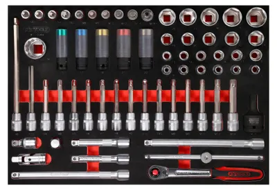 Produktbild von KS Tools 1/2" Bit-Stecknuss-Satz in Schaumstoffeinlage, 64-tlg