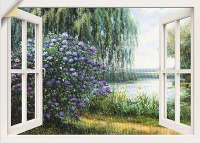 Produktbild von ARTland Wandbild, selbstklebend Hortensien am See Größe: 70x50 cm