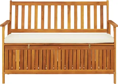 Image de vidaXL Banc de rangement de jardin en bois d'acacia massif 120 x 63 x 84 cm