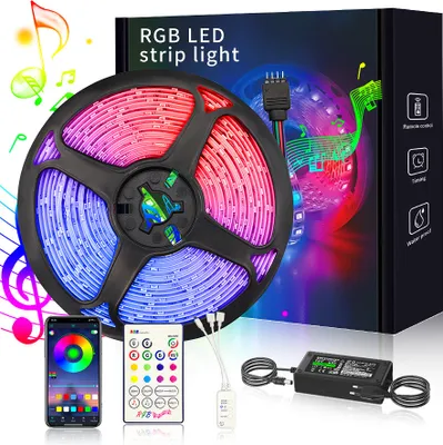 Produktbild von Wasserdichte WiFi LED-Lichtleiste 10m, Bluetooth Smart RGB LED-Lichtleiste, App-Steuerung, Farbwechsel, Musiksynchronisierung 16 Millionen Lichtfarben machen das Leben bunter