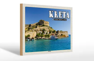 Produktbild von Holzschild Reise 30x20cm Kreta Griechenland Spinalonga Insel
