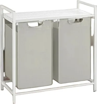 Obrázek produktu pro Koš na prádlo se dvěma přihrádkami a odkládací plochou – úsporný design – 73 x 33 x 72 cm