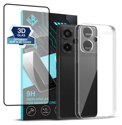 Produktbild von Handyhülle für Xiaomi Redmi Note 13 Pro+ 5G mit 9H Displayglas Displayschutz Hülle Transparent Flexibel Elastisch Case Cover Backcover Schutzhülle