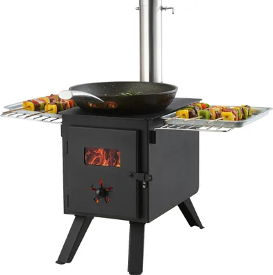 Produktbild von Wood Stove, 86 inch, Alloy Steel Camping Tent Stove, Portable Wood Burning Stove with Chimney Pipes & Gloves, 1400in³Firebox Hot Tent Stove for Outdoor Cooking and Heating with 8 Pipes