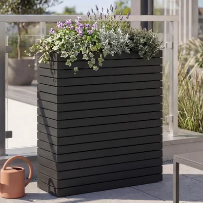 Produktbild von Pflanzkasten MCW-L21, Hochbeet Pflanzkübel Blumentopf, eckig 77x63x23cm Outdoor Akazie Holz MVG-  schwarz