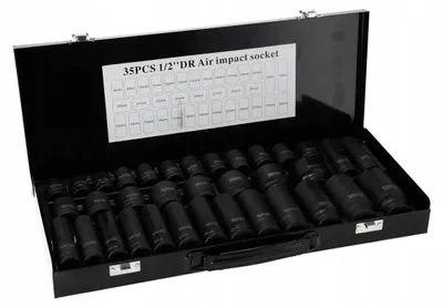 Produktbild von Schmith Schlagschrauber Steckschlüsselsatz Sechskant 1/2" 8-32mm 35-tlg. Schlagnuss Werkzeug Set Profi Kraft Steckschlüssel Einsätze Nüsse