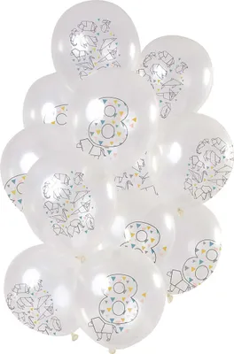 Produktbild von 12 Latexballons 8.Geburtstag Origami 30cm