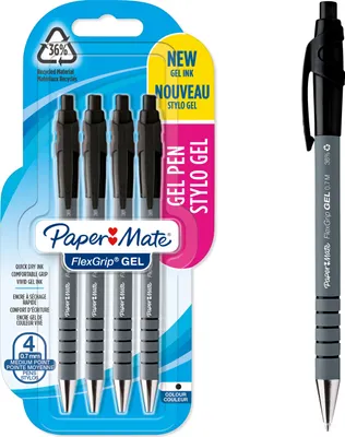 Produktbild von Paper Mate FlexGrip Gelstifte | 0,7 mm | schwarze Tinte | 4 Stück