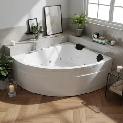 Produktbild von Caribia LUXUS Whirlpool Badewanne Delta-XL Premium / 180x130 Rechts - 25 Massagedüsen, Wasserfall, 2x große LED, Bluetooth & Radio und Touchpanel