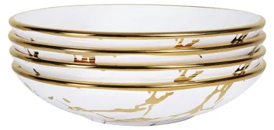 Produktbild von Set von 4 Marmor Porzellan Pasta- und Salatschalen - 500ml mit Goldrand