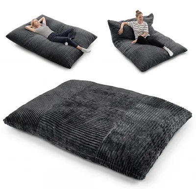 Produktbild von COSTWAY 2-in-1 Sitzsack, Bean Bag mit abnehmbarem Bezug,  Riesensitzsack umwandelbar mit Schaumstoff gefüllt, 194 x 139 x 19 cm, Dunkelgrau