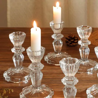 Glaskerzenhalter-Set, 4 Stück, klar, 11 cm, für Tischdeko