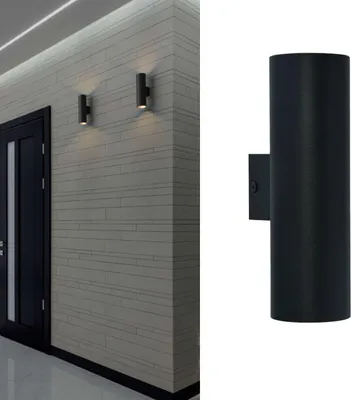 Image de Applique : double éclairage vers le haut et vers le bas, aluminium noir, 2 douilles GU10, ampoules non incluses.