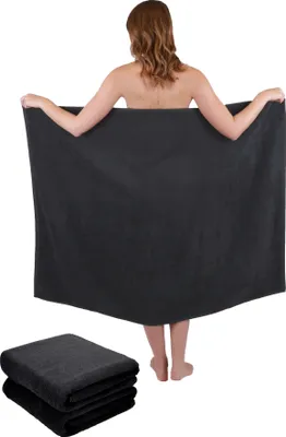 Produktbild von Betz 3-tlg. Set XXL Badetuch 100 x 140 cm DRESDEN Badetücher Saunatuch 100% Baumwolle Farbe dunkelgrau