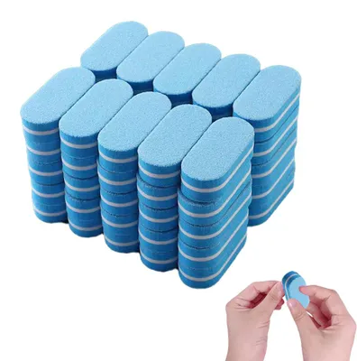 Produktbild von Mini-Nagelfeilenblock, 100/180 Körnung, Schwamm-Nagelpuffer für Acrylnägel, doppelseitiger Polierblock für Maniküre-Werkzeuge, Rosa/Blau
