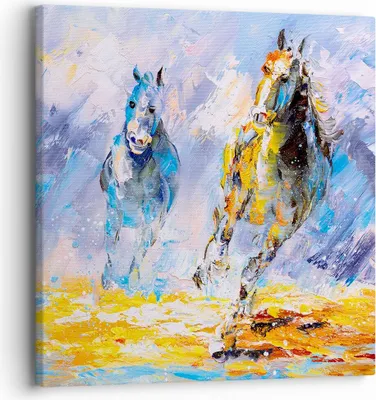 Produktbild von Bild auf Leinwand - Leinwandbild - Pferd Natur Tier - 30x30cm - Wand Bild - Wanddeko - Wandbilder - Leinwanddruck - Bilder - Kunstdruck - Wanddekoration - Leinwand bilder - Wandkunst - AC30x30-3434