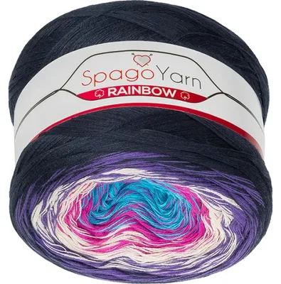 Zdjęcie produktu dla Przędza SpagoYarn Rainbow - 250 g / 1000 m - fioletowa, różowa, turkusowa