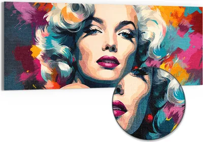 Produktbild von DEQORI Hybrid Leinwand Bild 150x60 cm 'Diva im Farbenrausch' Wandbild Glas flach modern