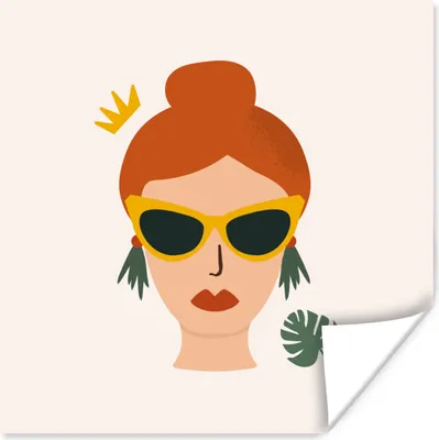 Produktbild von MuchoWow® Poster Frau - Porträt - Sonnenbrille 75x75 cm - Wand Dekoration