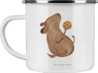 Produktbild von Mr. & Mrs. Panda Pott Hund Keks - Weiß - Geschenk, glücklich, Teetasse, becher emaille, Hungrig, Hundeleckerli, Tasse, Sprüche, Haferl