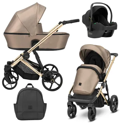 Immagine prodotto di Kunert ARIZO PREMIUM 3in1 in ecopelle marrone con struttura dorata, navicella e accessori