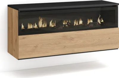 Immagine prodotto di COZY Caminetto elettrico LED, 102x35x45cm, Camino elettrico, da appendere, Rovere e Nero