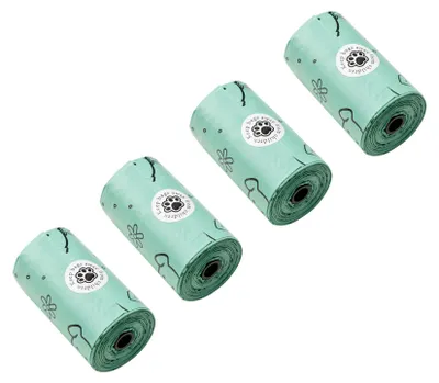 Productafbeelding van Set van 4 rollen met 20 hondenpoepzakjes, 6,5 x 3,5 x 21 cm, lavendelgeur