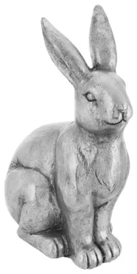 Produktbild von Deko-Statue Osterhase - sitzend - silber - Magnesium - 42 cm