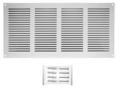 Obrázok produktu pre Ventilačné mriežky, 400 x 200 mm, kovové, biele, s ochranou proti hmyzu