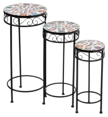 Produktbild von Set mit 3 Beistelltischen aus Metall in Schwarz