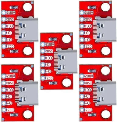 Productafbeelding van USB C Breakout - PCB Converter - Elektronische Projecten - Seriële Basis - 5 Stuks - Rood