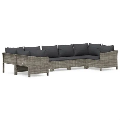 Obrázek produktu pro vidaXL 7dílná zahradní lounge souprava s polštáři Grey Poly Rattan