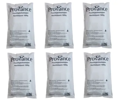 Produktbild von 6 Stück Raum Luftentfeuchter Granulat 1kg 1000g Vliesbeutel Nachfüllpack (3,50€/kg)