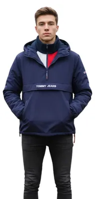 Produktbild von Tommy Jeans Herren Double Layer Pop Over Übergangsjacke mit Kapuze in Marineblau M