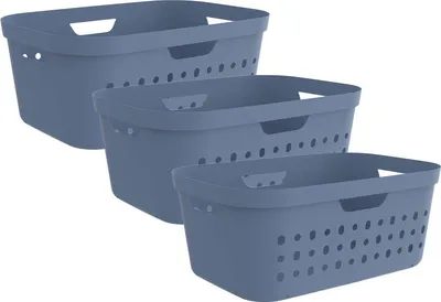 Produktbild von Rotho 3er-Set Wäschekorb 39L Jona - Wäschesammler groß - Wäsche Korb 56,6 x 38,5 x 23,3 cm - Wäschebox aus Kunststoff - Aufbewahrungskorb Behälter
