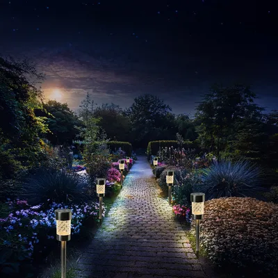 Produktbild von LED Solar Wegleuchte mit Erdspieß - Edelstahl - warmweiße LED - H: 15cm - silber - 1 Stück