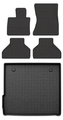 Produktbild von Gummimatten + Kofferraumwanne für BMW X5 E70 2006-2013 (SUV, Standard-Kofferraum) – Schwarz, passgenau – Wielganizator