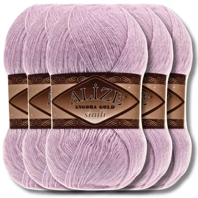 Produktbild von Alize 5x 100g Angora Gold Simli Wolle mit Glitzer, Uni, Häkeln, Stricken (27)