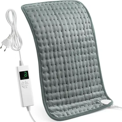 Obrázek produktu pro Vyhřívací podložka – elektrická vyhřívací podložka – zmírňuje bolesti svalů – automatické vypnutí – 44 x 84 cm – šedá barva